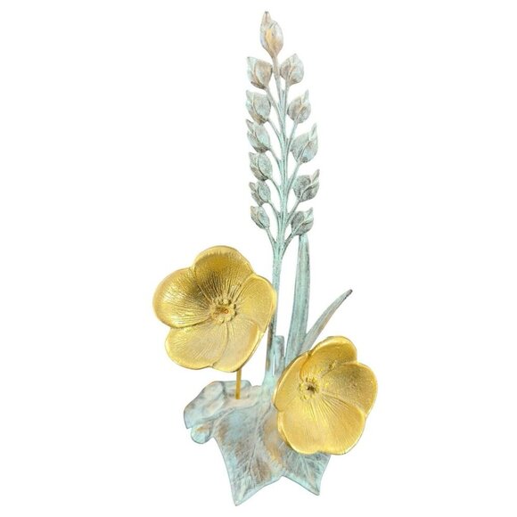 Vintage 1980s Jack Housman Floral Brass Metal Sculpture Figure Flowers VTG Decor - Picture 1 of 16